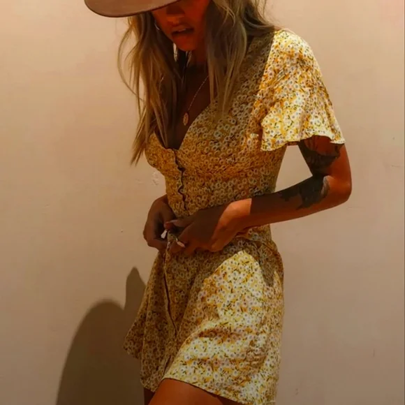 open lace back dress Meadow of Dreams Strapless Mini Dress Brown Floral Burnout main image 0